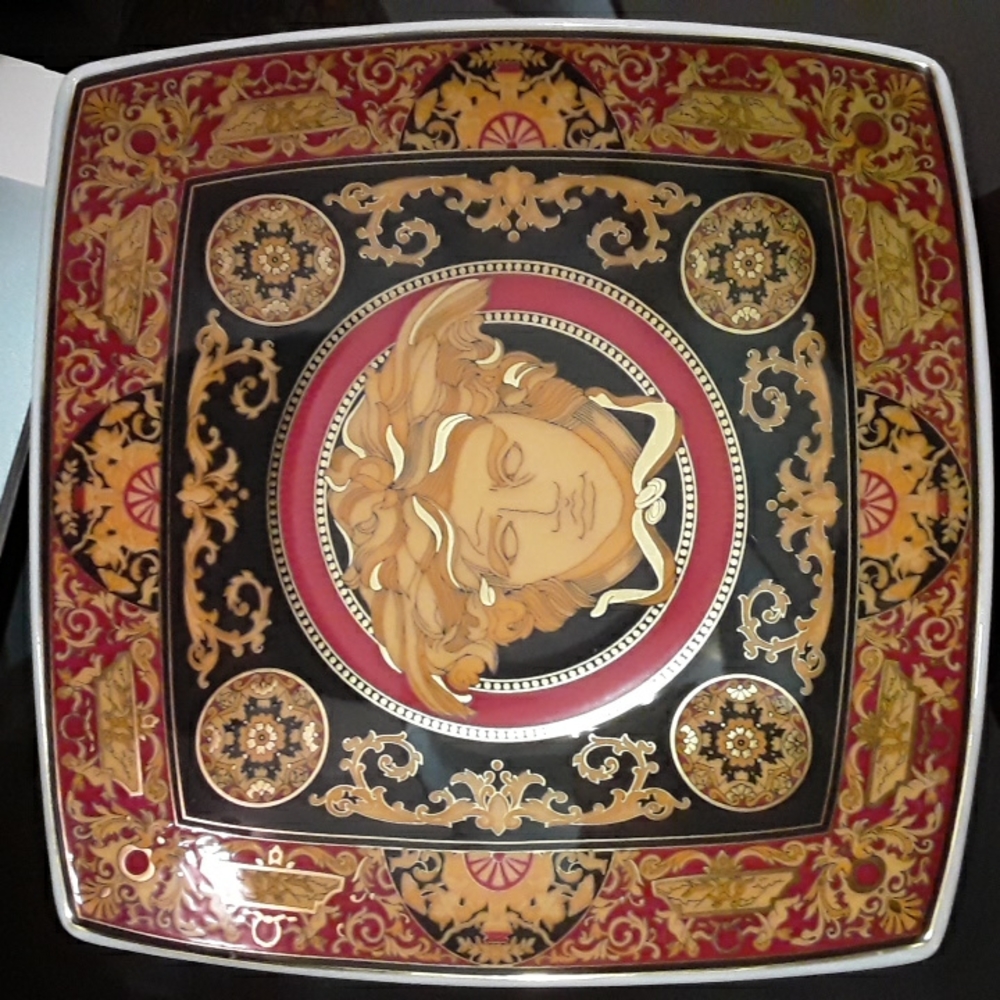 NWT VERSACE for Rosenthal Porcelain Curved Square Dish, 14cm (5.5")